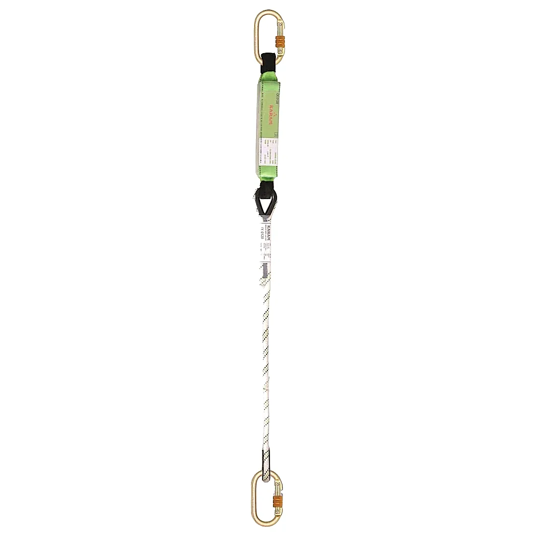 Karam KA383 Şok Emici Tek İpli Statik Halatlı Çift Karabinalı Lanyard
