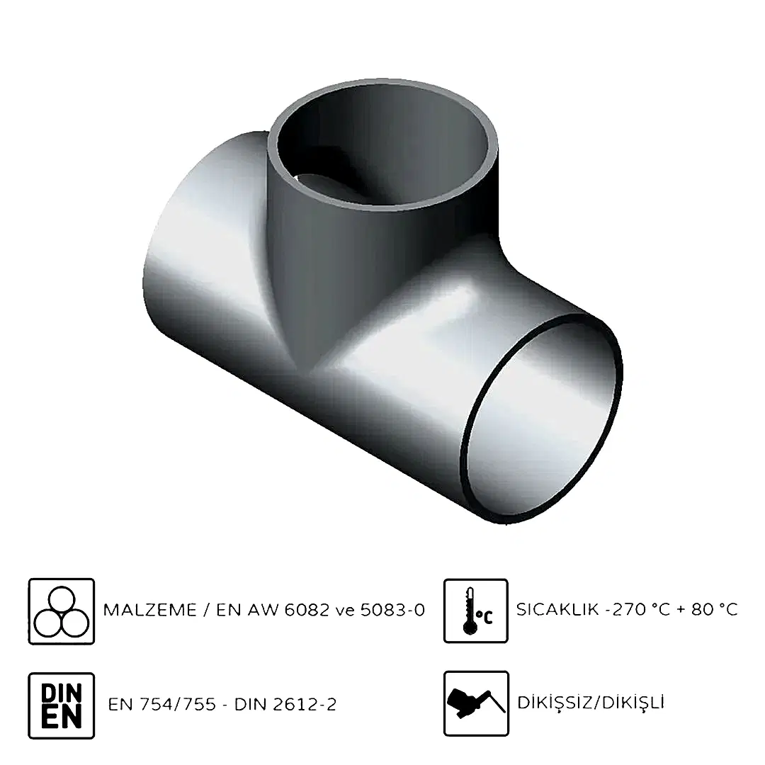 Alüminyum Equal TEE EN AW 6082-T6 75x5 mm