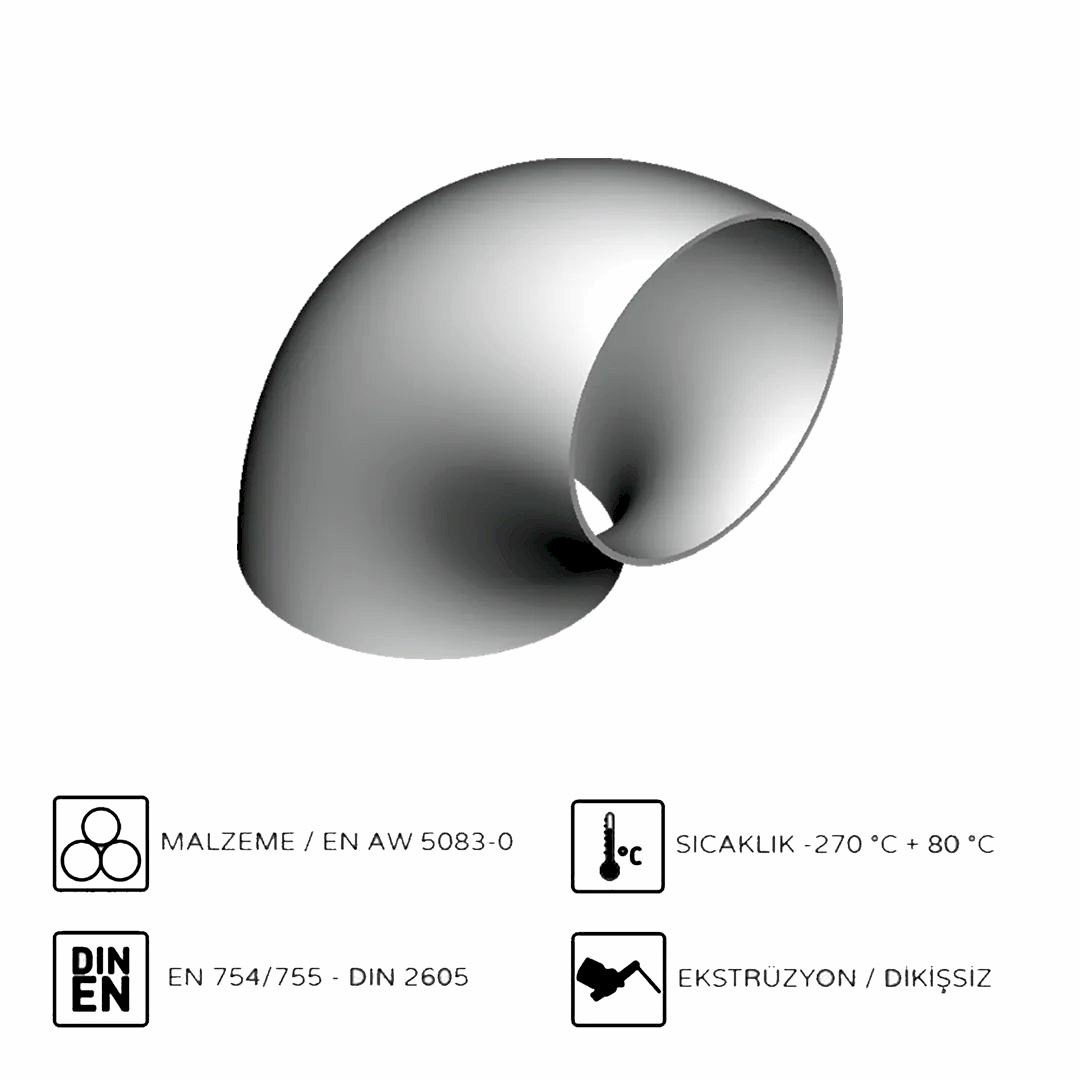 Alüminyum 90° Dirsek R1,5D EN AW 6060 140x5 mm