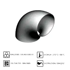 Alüminyum 90° Dirsek R1,5D EN AW 5083 110x5 mm