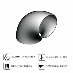 Alüminyum 90° Dirsek R1,5D EN AW 5754 120x5 mm