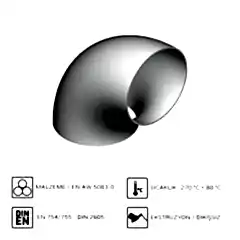 Alüminyum 90° Dirsek R1,5D EN AW 6082-T6 90x10 mm