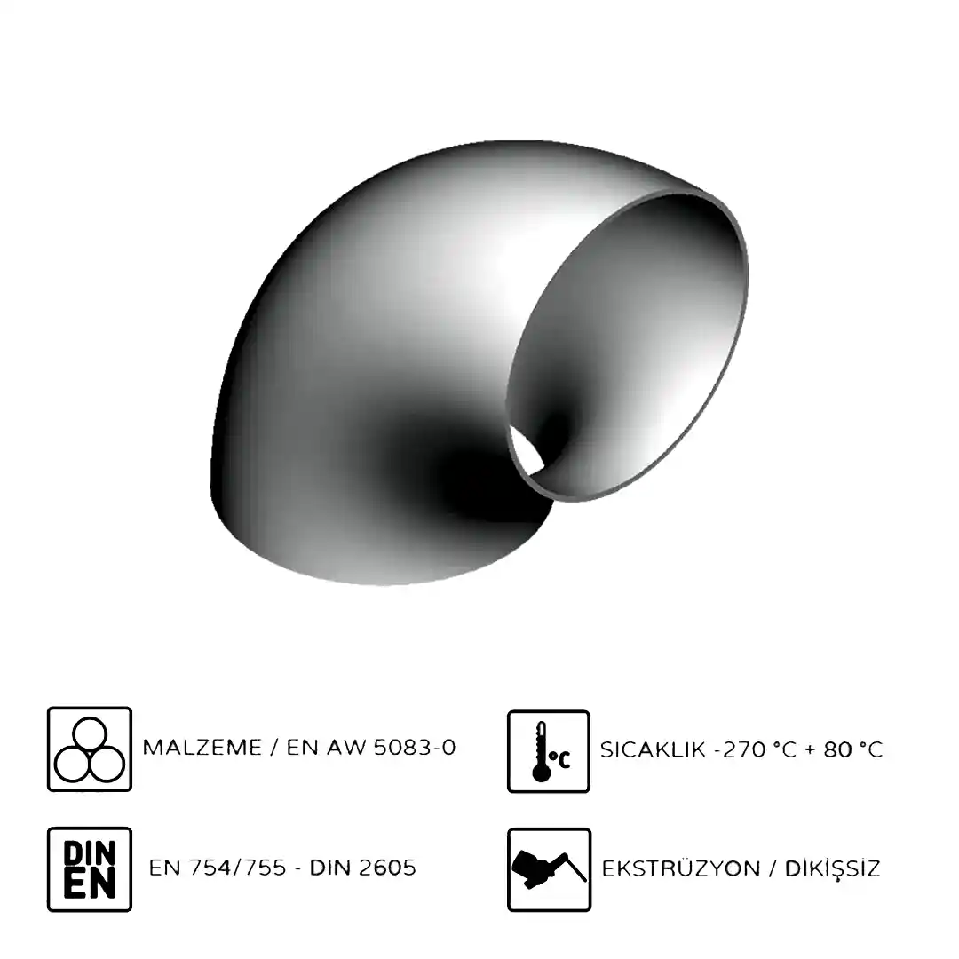 Alüminyum 90° Dirsek R1,5D EN AW 5083 80x5 mm