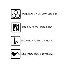 Alüminyum 90° Dirsek R1,5D EN AW 5083 80x5 mm