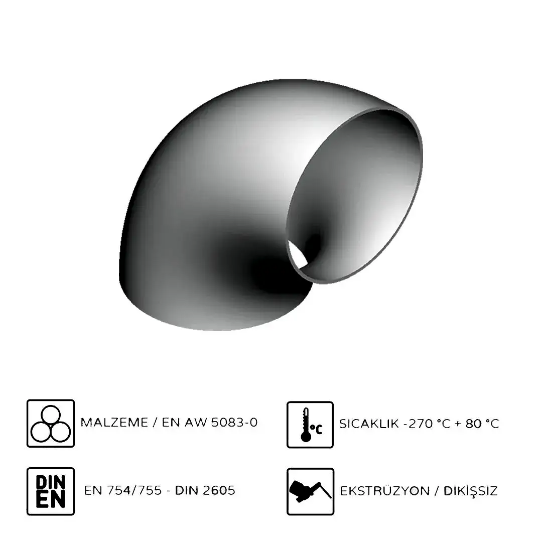 Alüminyum 90° Dirsek R1,5D EN AW 5083 30x5 mm