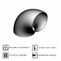 Alüminyum 90° Dirsek R1,5D EN AW 5083 30x5 mm