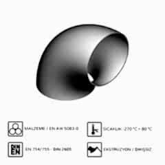 Alüminyum 90° Dirsek R1,5D EN AW 5083 75x5 mm