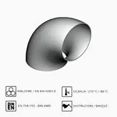 Alüminyum 90° Dirsek R1,5D EN AW 5083 35x5 mm