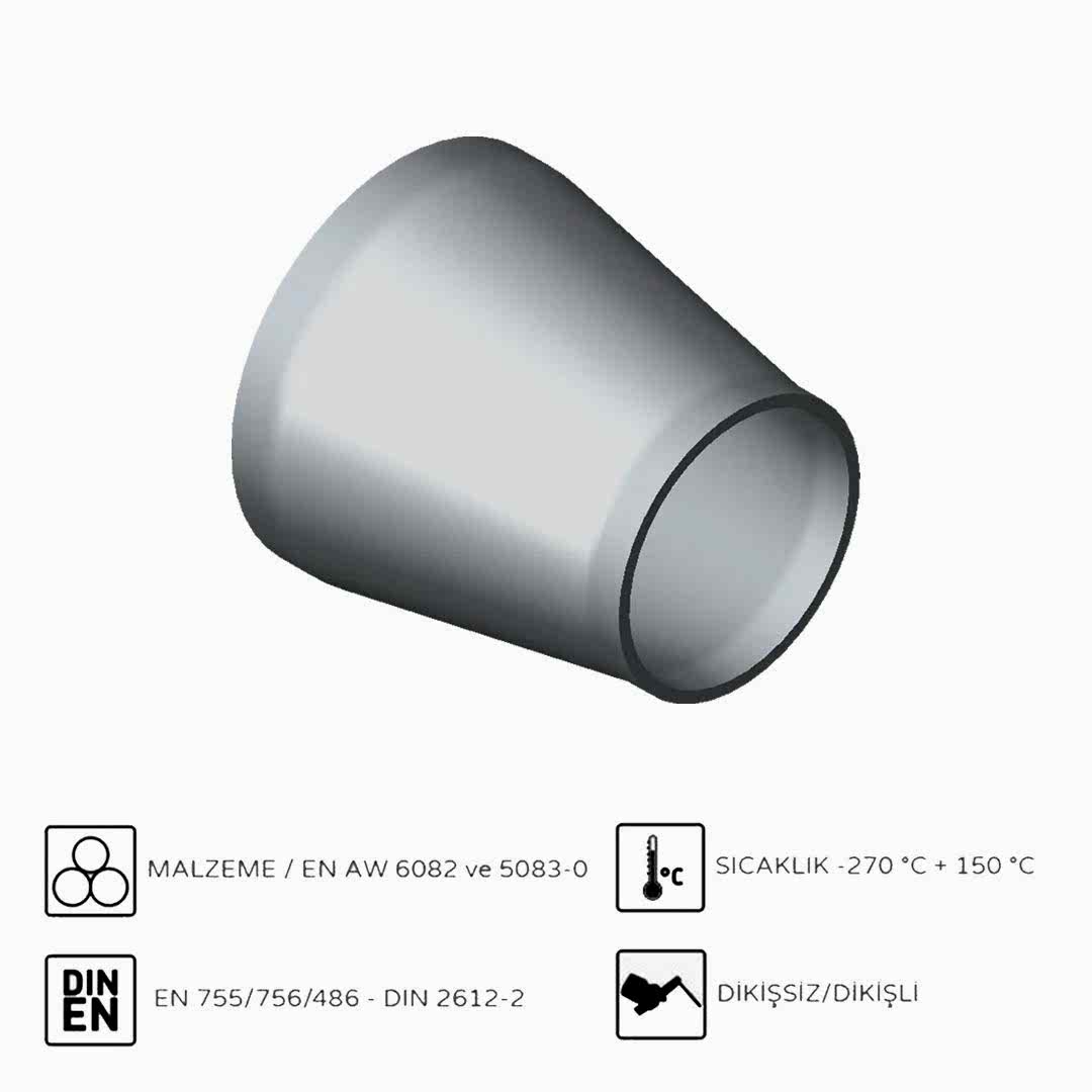 Alüminyum Redüksiyon 150x5mm - 100x5mm EN AW 6082-T6